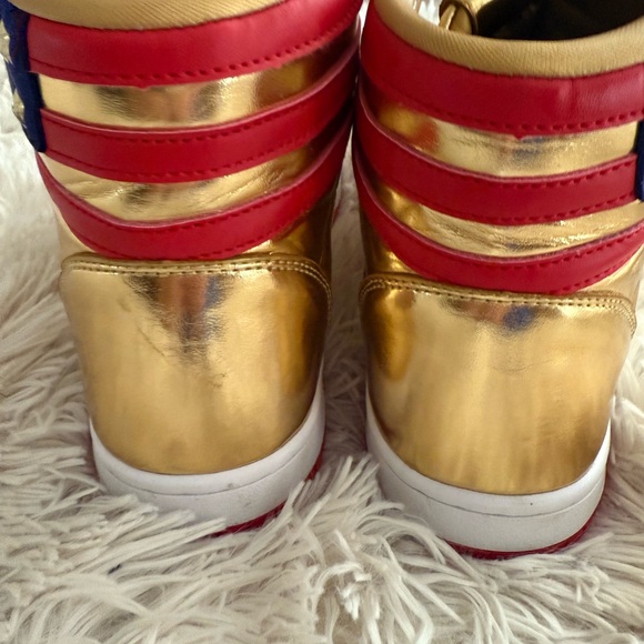 Gold High-Top MAGA Sneakers with American Flag Detail NWOT - Picture 4 of 5